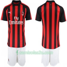 Camisolas de Futebol AC Milan Criança Equipamento Principal 2018/19 Manga Curta